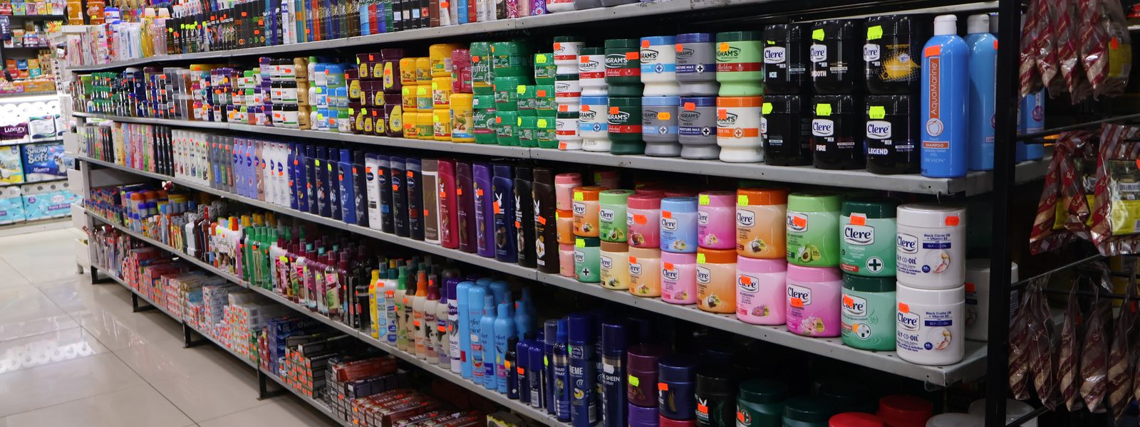 Aisles stocked with everyday essentials at Rhodes Park Supermarket