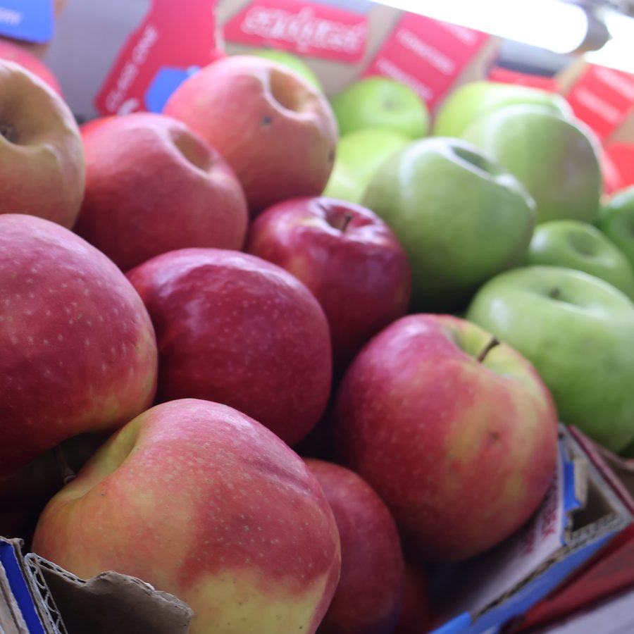 Fresh red and green apples