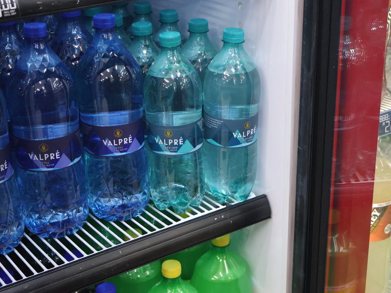 Valpre 2 litre spring water in the fridge